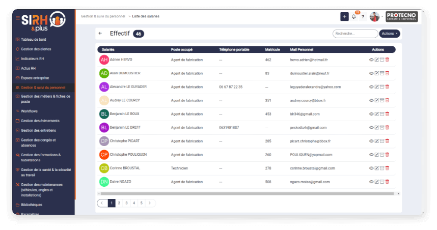 Fonctionnalité Gestion et suivi personnel
