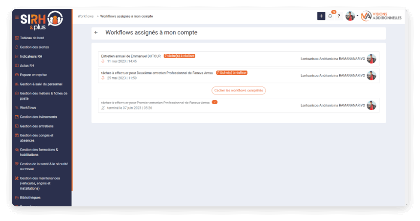 Fonctionnalité Workflows