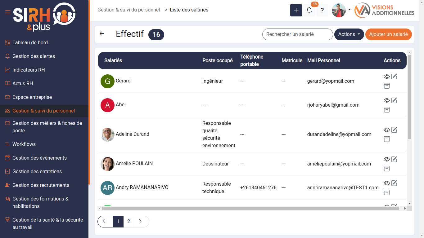 Gestion & suivi du personnel